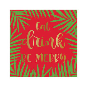 Foil Beverage Napkins - Eat Drink Be Merry
