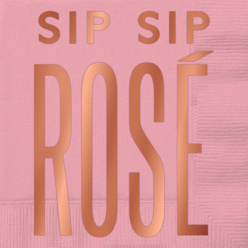 Foil Beverage Napkins - Sip Sip Rose