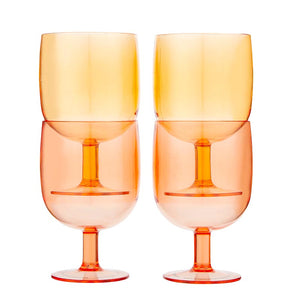 Stackable Acrylic Wine Glasses Set of 4  - Pink Orange