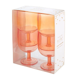 Stackable Acrylic Wine Glasses Set of 4  - Pink Orange