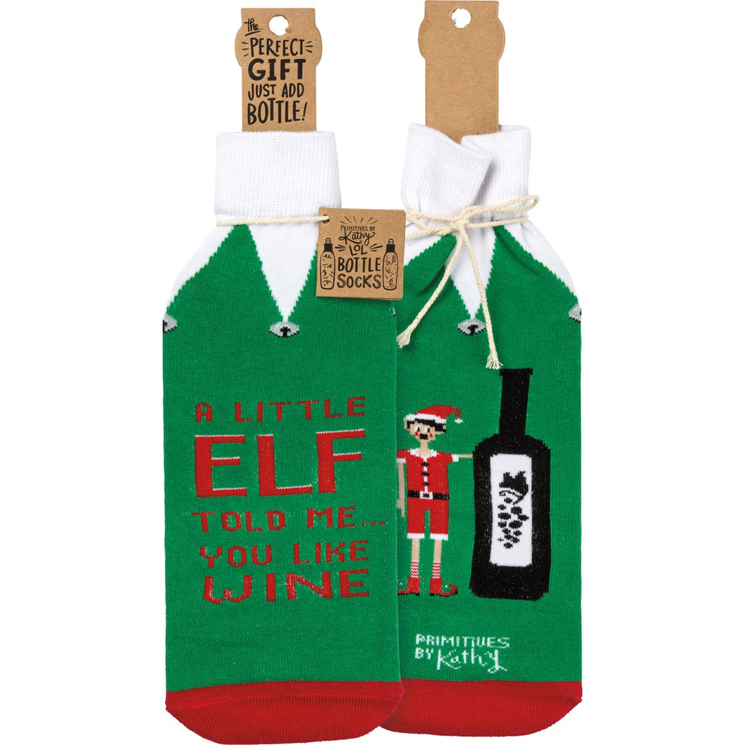 Bottle Sock - A Little Elf Told Me You Like Wine