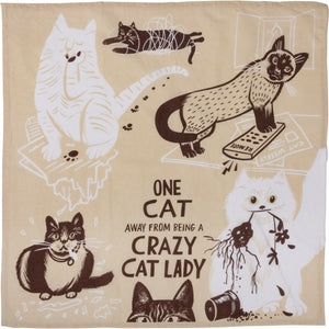 One Cat Away From A Crazy Cat Lady - Dish Towel