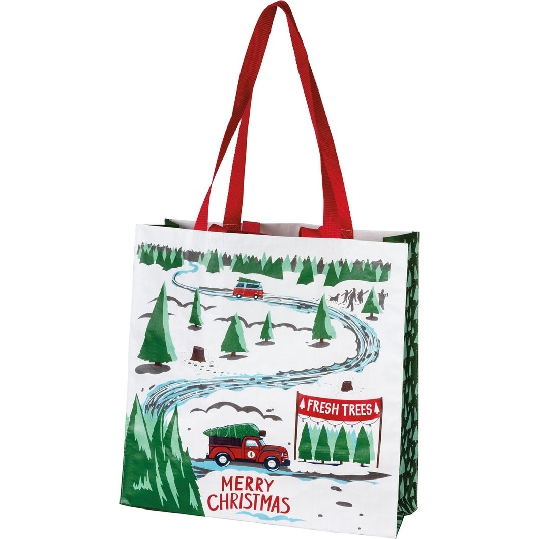 Market Tote - Truck & Tree - Merry Christmas