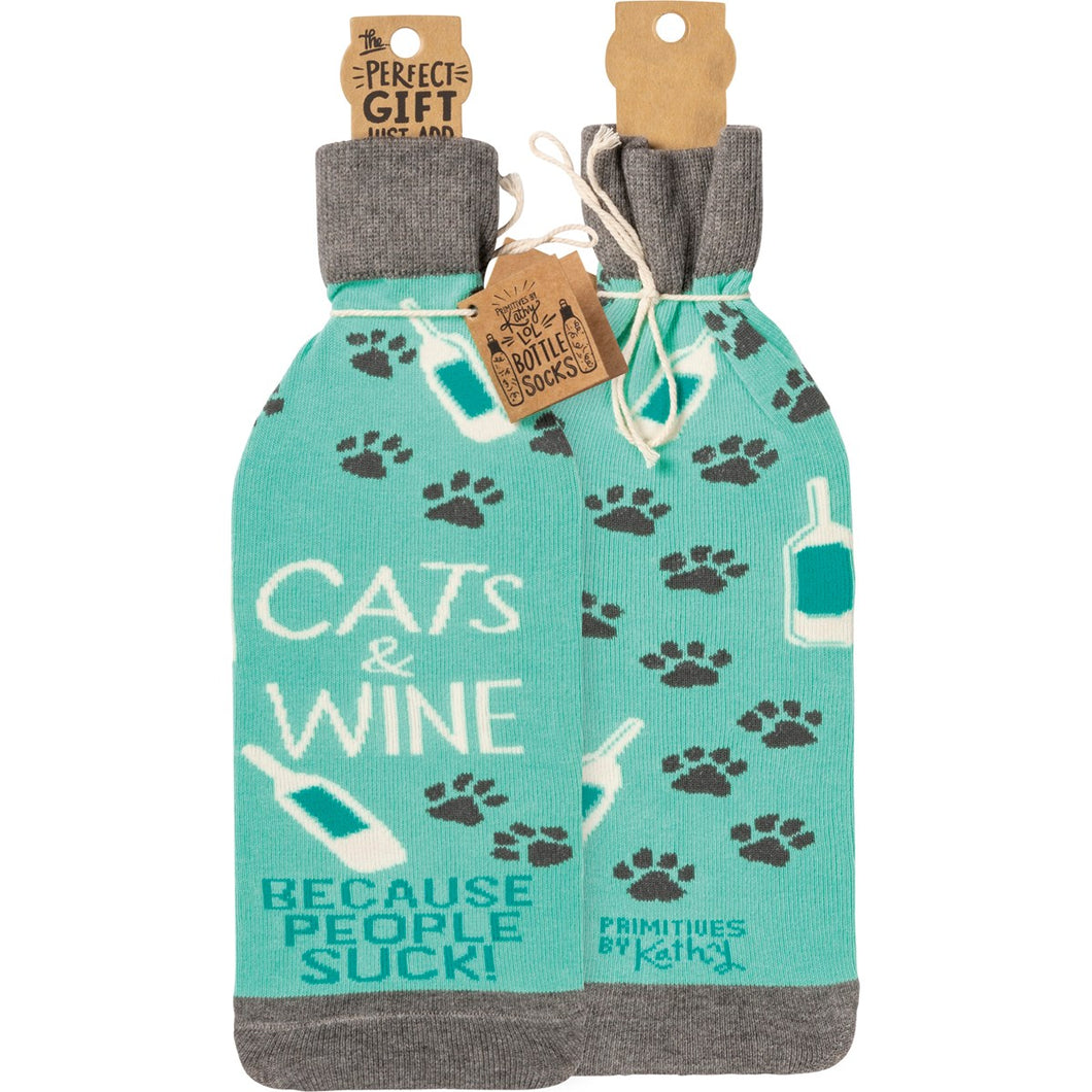 Bottle Sock - Cats & Wine