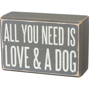 Box Sign & Sock Set - Love And A Dog