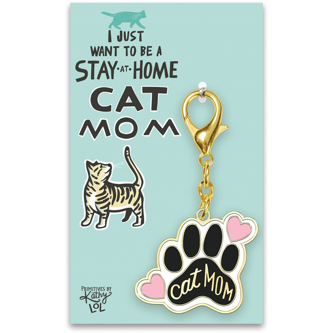 Stay at Home Cat Mom Keychain