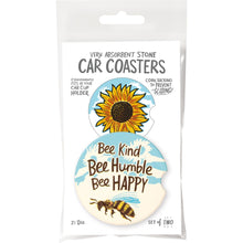Load image into Gallery viewer, Car Coasters Set of 2 - Bee Kind Bee Humble Bee Happy
