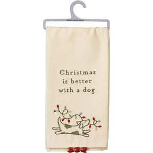 Christmas Is Better With A Dog - Dish Towel