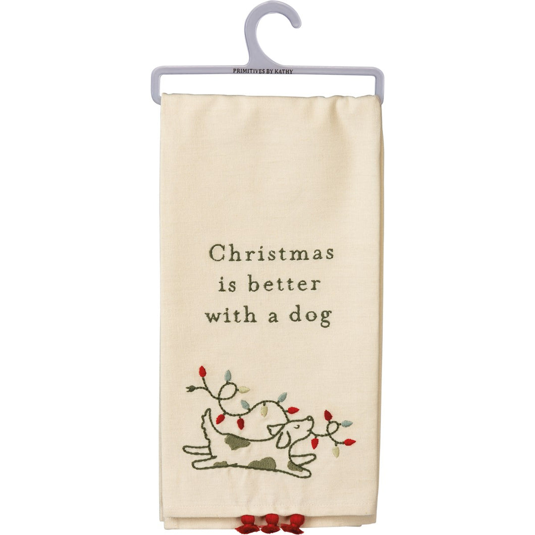 Christmas Is Better With A Dog - Dish Towel