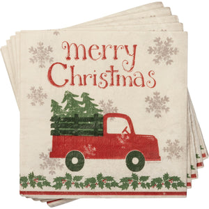 Merry Christmas Truck and Tree - Large Paper Napkin Set