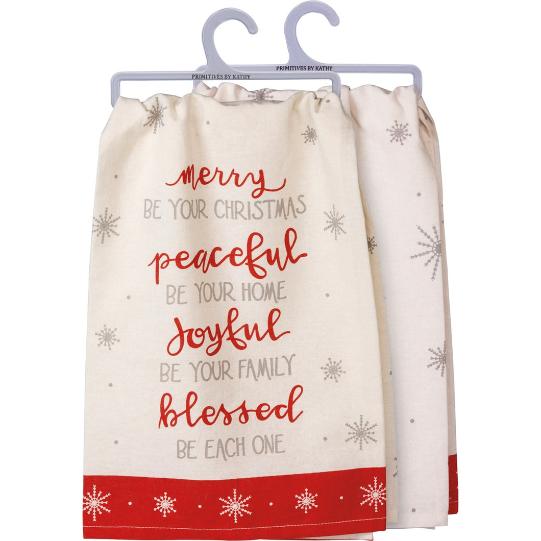 Merry Peaceful Joyful Blessed - Dish Towel
