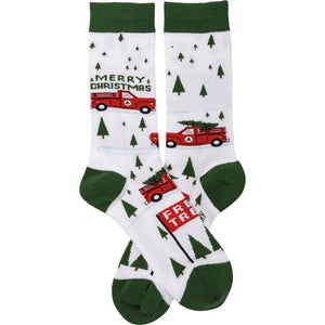 Socks - Truck & Tree - Merry Christmas