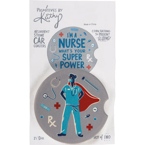 Car Coasters Set of 2 - I'm A Nurse What's Your Super Power