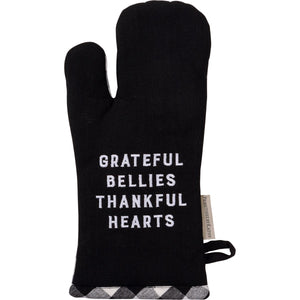 Oven Mitt and Potholder Kitchen Set - Grateful Bellies Thankful Hearts