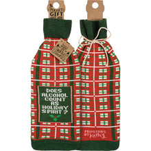 Load image into Gallery viewer, Bottle Sock - Does Alcohol Count As Holiday Spirit

