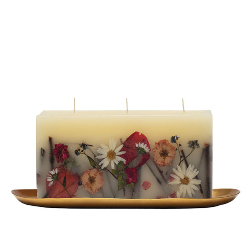 Rosy Rings - Apricot Rose Brick Botanical Candle & Plate Set