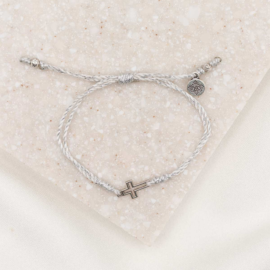 Filled by Faith Open Cross Bracelet Silver