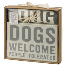 Load image into Gallery viewer, Dogs Welcome - Box Sign &amp; Dish Towel Set
