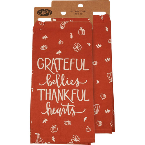 Grateful Bellies Thankful Hearts - Dish Towel