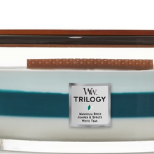 Load image into Gallery viewer, Icy Woodland Trilogy Ellipse WoodWick Candle

