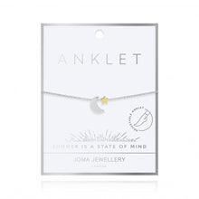 Load image into Gallery viewer, Anklet - Two Tone Moon and Star,  10.2&quot; Adjustable Length
