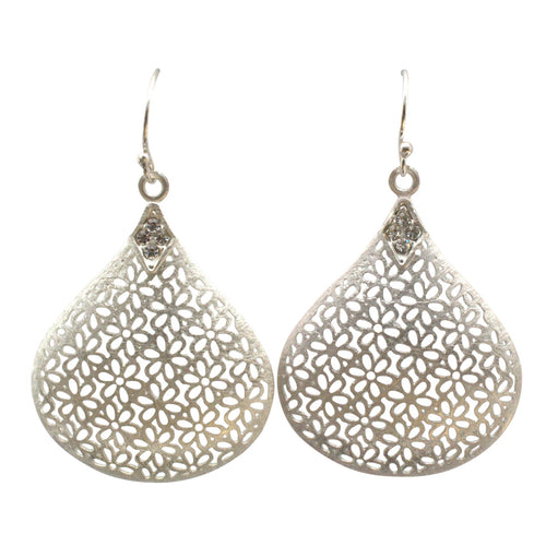 Drop Cutwork with Crystals Earrings