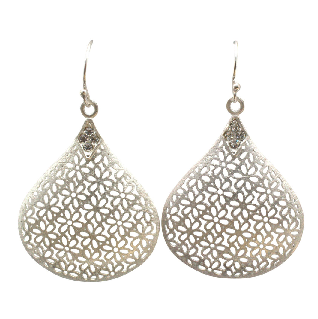 Drop Cutwork with Crystals Earrings