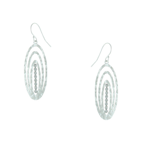 Hammered Circle Maze with Crystals Earrings