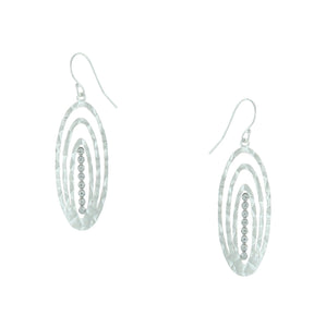 Hammered Circle Maze with Crystals Earrings