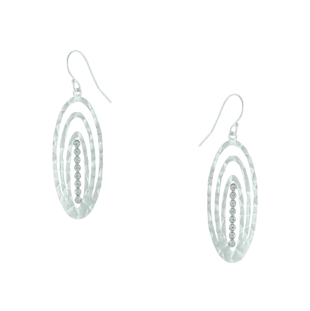 Hammered Circle Maze with Crystals Earrings