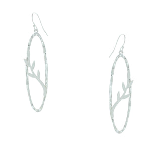 Hammered Open Oval with Tree Earrings