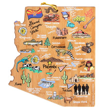 Load image into Gallery viewer, Arizona State Shaped Cutting and Serving Board with Artwork by Fish Kiss™
