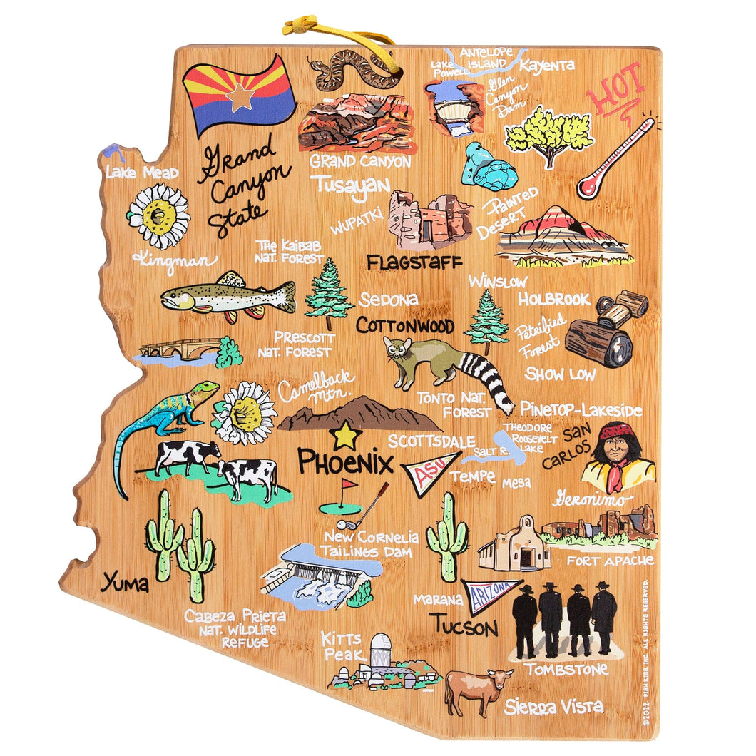 Arizona State Shaped Cutting and Serving Board with Artwork by Fish Kiss™