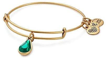 Alex and Ani - May Emerald Birthstone Teardrop Charm Bangle With Swarovski® Crystals Rafaelian Gold
