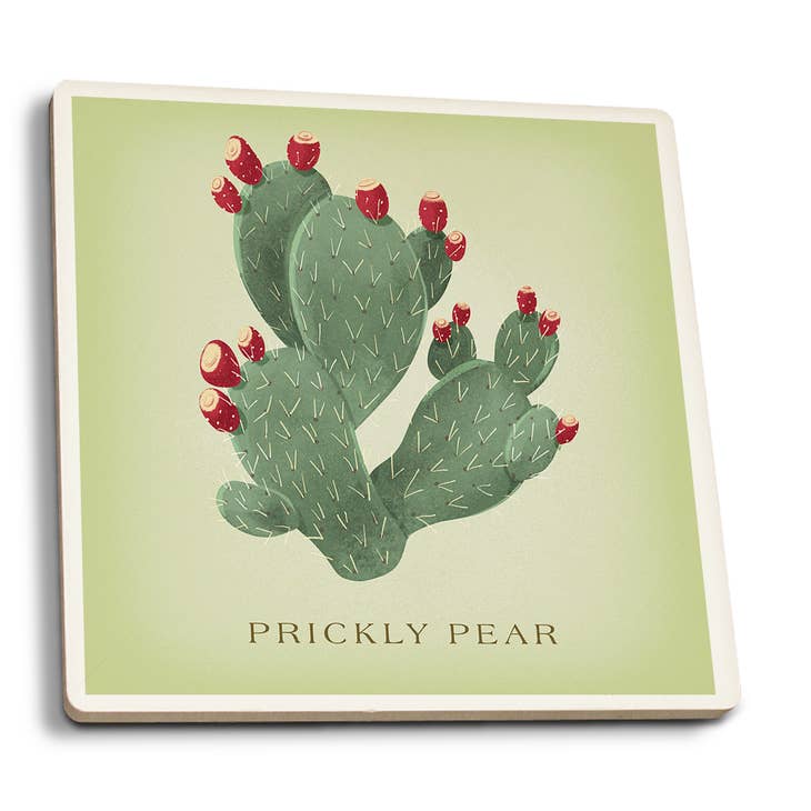 Ceramic Coaster - Prickly Pear, Vintage Flora