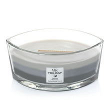 Load image into Gallery viewer, Warm Woods Trilogy Ellipse WoodWick Candle
