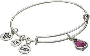 Alex and Ani - February Amethyst Birthstone Teardrop Charm Bangle With Swarovski® Crystals Rafaelian Silver