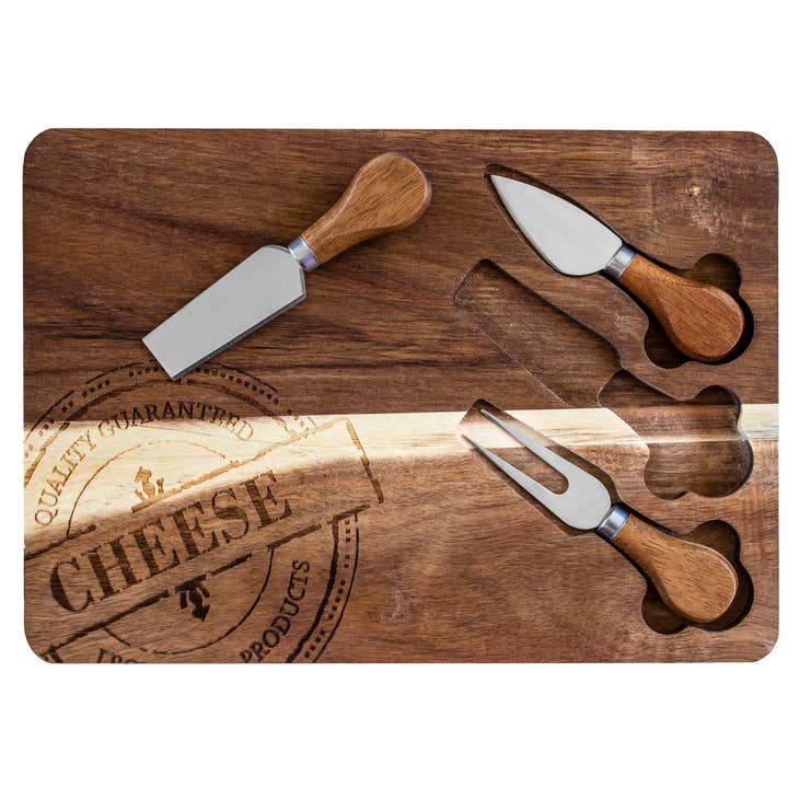 4 Piece Acacia Cheese Serving Set