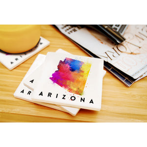 Ceramic Coaster - Arizona, State Abstract Watercolor