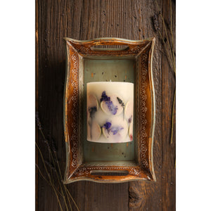 Rosy Rings - Roman Lavender Small Round Botanical Candle with Gilded Glass Coaster