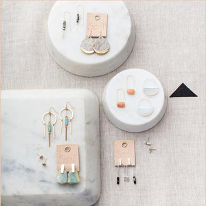 Floating Stone Earring - Sunstone/Gold
