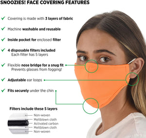 Neon Orange Fashion Face Covering with 4 Filters