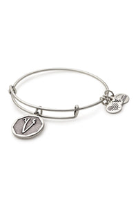 Alex and Ani Initial V Bangle Silver
