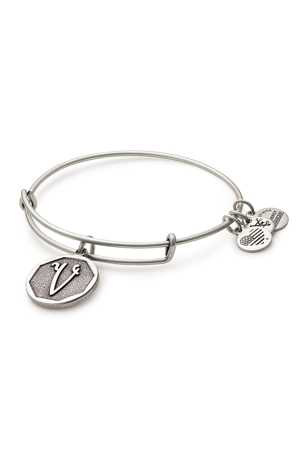 Alex and Ani Initial V Bangle Silver