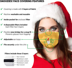 Xmas Gold Lame Jolly Fashion Face Covering with 4 Filters
