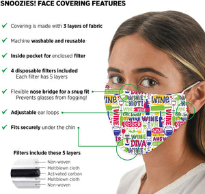 Wine Lover Face Covering with 4 Filters