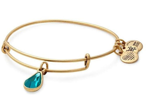 Alex and Ani - December Blue Zircon Birthstone Teardrop Charm Bangle With Swarovski® Crystals Rafaelian Gold