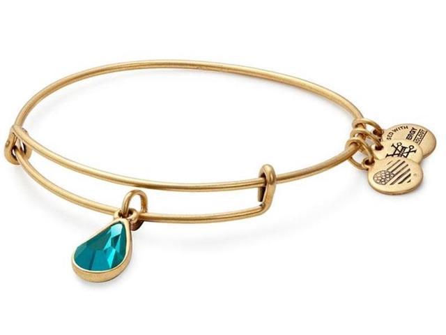 Alex and Ani - December Blue Zircon Birthstone Teardrop Charm Bangle With Swarovski® Crystals Rafaelian Gold