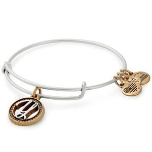 Alex and Ani Initial Y II Bangle Two Tone Silver