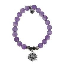 Load image into Gallery viewer, T. Jazelle Amethyst Stone Bracelet with Sunflower Sterling Silver Charm

